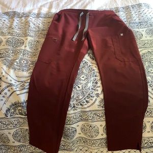 Burgundy yola figs scrub pants